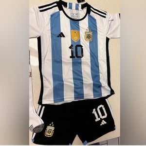 Messi Kids Argentina world cup uniform soccer 2022-2023
